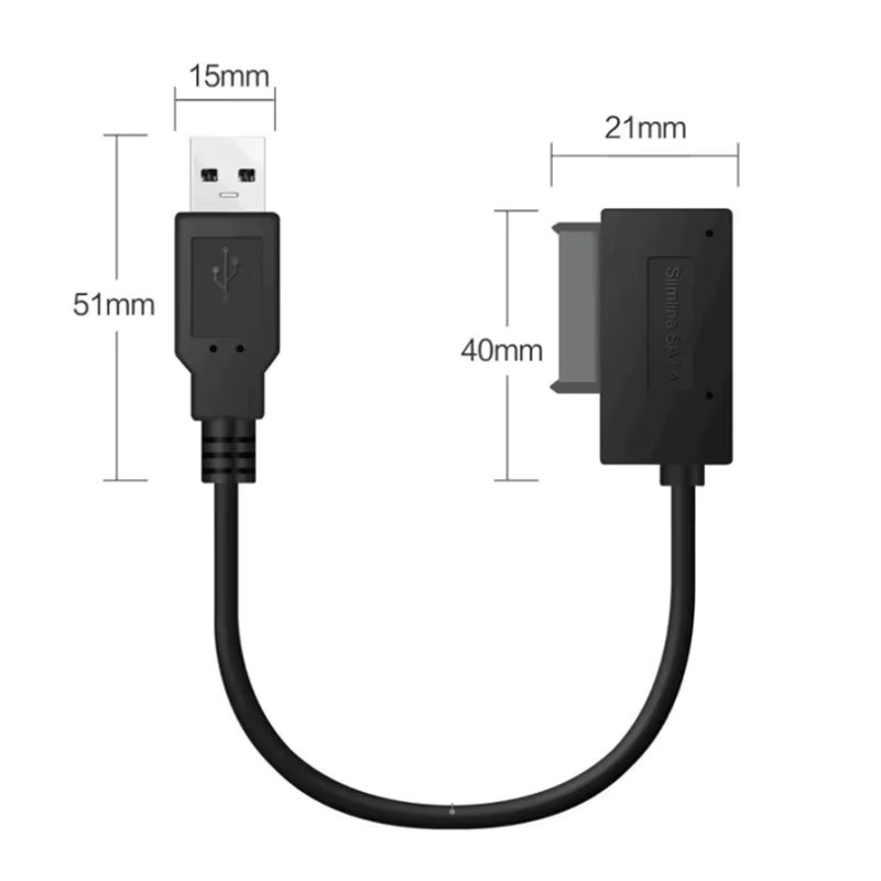 GRWIBEOU USB-Adapter für CD DVD Rom Slimline SATA 13-Pin zu USB 2.0 Konverter in Schwarz für PC Laptop Notebook - Bild 2