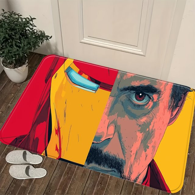 Beast Kingdom Marvel Bodenmatte mit Iron Man Helm und Tony Stark Kunst-Illustration, rechteckig, Mehrfarbig, Breite: 60 cm, Tiefe: 40 cm, Höhe: 1 cm - Bild 1