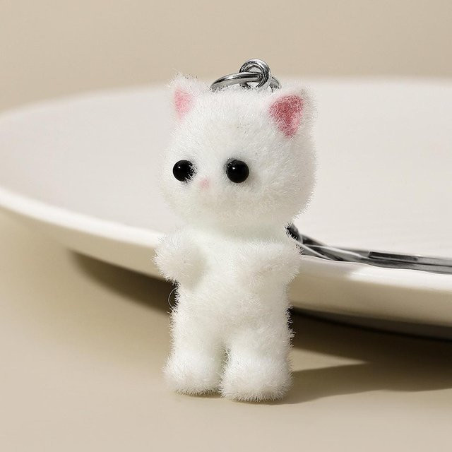 Rd lala Schlüsselanhänger 3D Cartoon Katze, weiß, Unisex - Bild 1