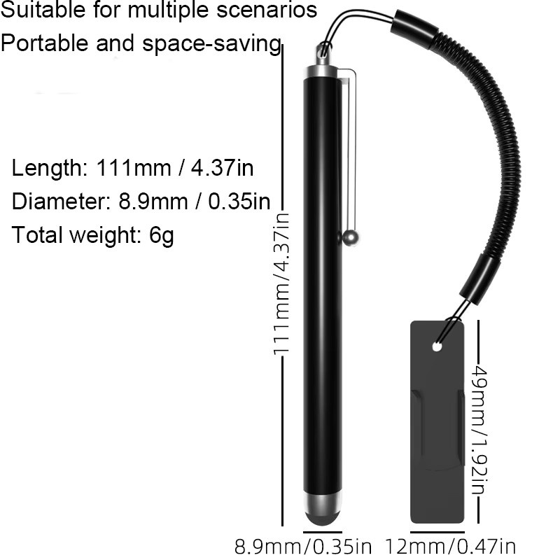 Kapazitiver Stylus Stift aus Metall für Android und iPhone in Schwarz - Bild 2