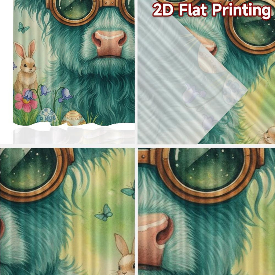 Set aus 2 Valentinstag und Osterhase Fenstervorhängen mit Blumenmuster aus Polyester, Breite: 100 cm, Höhe: 70 cm - Bild 3