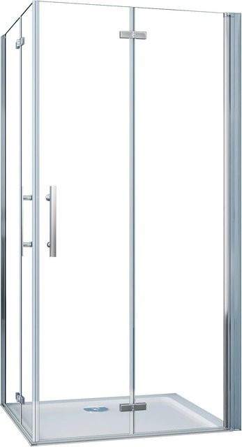 AICA Duschkabine als Falttür mit Eckeinstieg aus ESG-Glas, Farbe Transparent/Silber, B: 110 cm, H: 195 cm, 6 mm Glasstärke mit Nano-Beschichtung - Bild 1