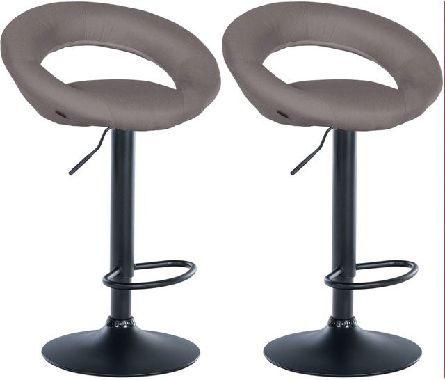 DELUKE 2er Set Barhocker MEKIM, höhenverstellbare Barstühle mit Lehne und Drehsitz, Stoff Grau/Schwarz, B/T/H: 52 x 47 x 77 cm - Bild 1