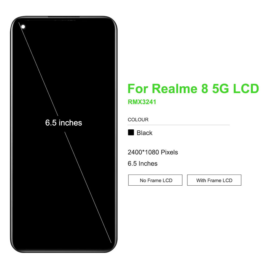 LCD-Bildschirm mit Touchscreen-Digitizer-Baugruppe für OPPO Realme 8 5G RMX3241 in Schwarz - Bild 3