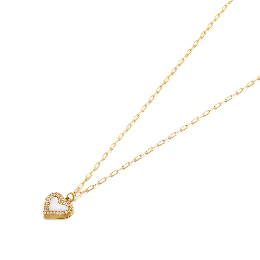 JeeMango Halskette Edelstahl, Muschel-Herz-Anhänger, Gold, Damen - Bild 1