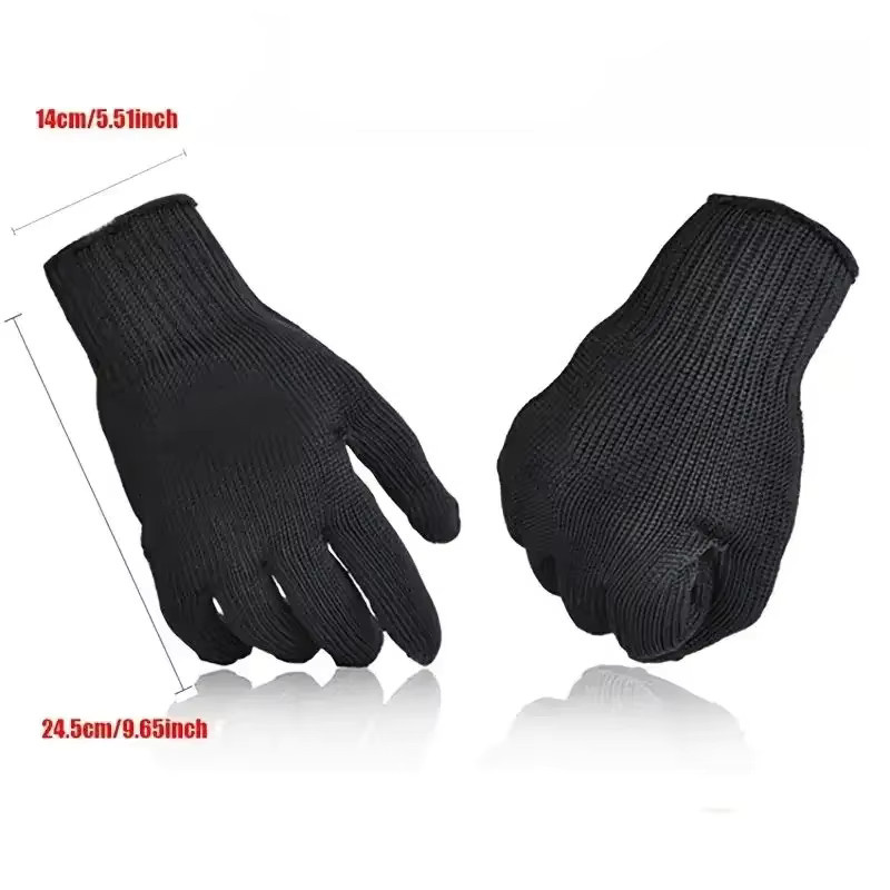 QHSPE Schnittfeste Schutzhandschuhe aus Edelstahl und Schnittfaser in Schwarz, 1 Paar - Bild 6