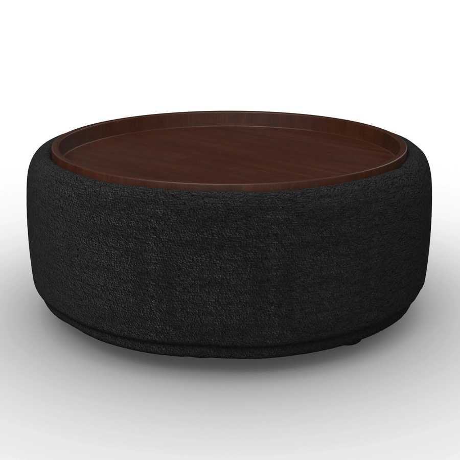 Bessagi Home Couchtisch Kira in Schwarz und Walnuss mit rundem Chenille-Design - Bild 2