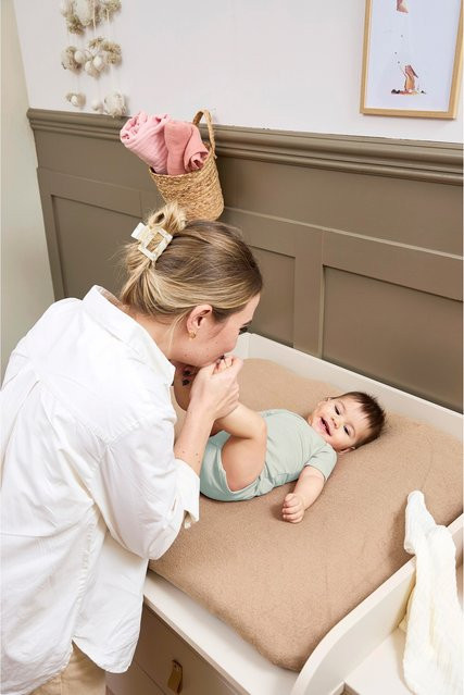 Meyco Baby Wickelauflagenbezug aus Frottee in Beige und Braun, B/T: 85 x 75 cm - Bild 1