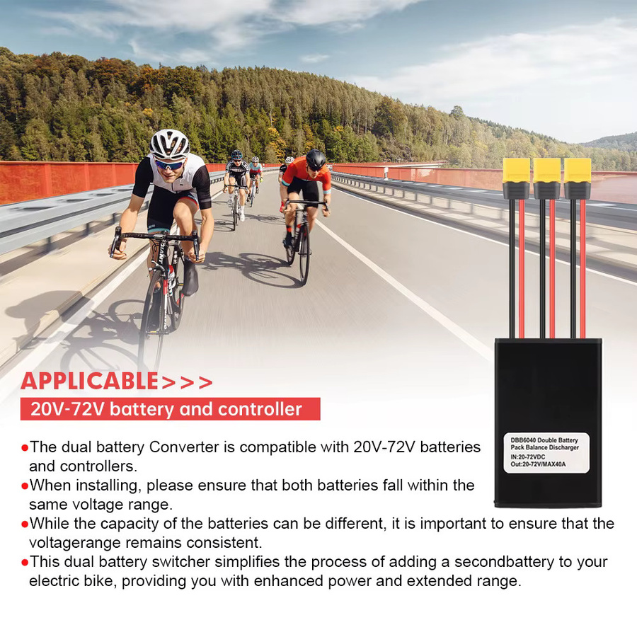 Awsurge 40A Dual Batterie Entladungskonverter mit XT60 Stecker für e-Bike Modifikationen, Schwarz - Bild 3