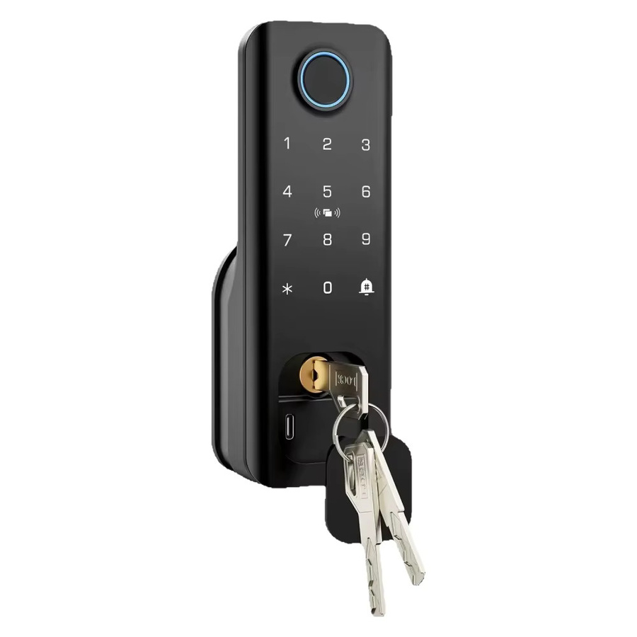 LUCKING DOOR Smart Türschloss mit Fingerabdruck und WLAN, Wasserdichtes Außentürschloss mit Fernbedienung und Tuya-App-Unterstützung, Elektrisches Aufschraubschloss in Schwarz - Bild 5