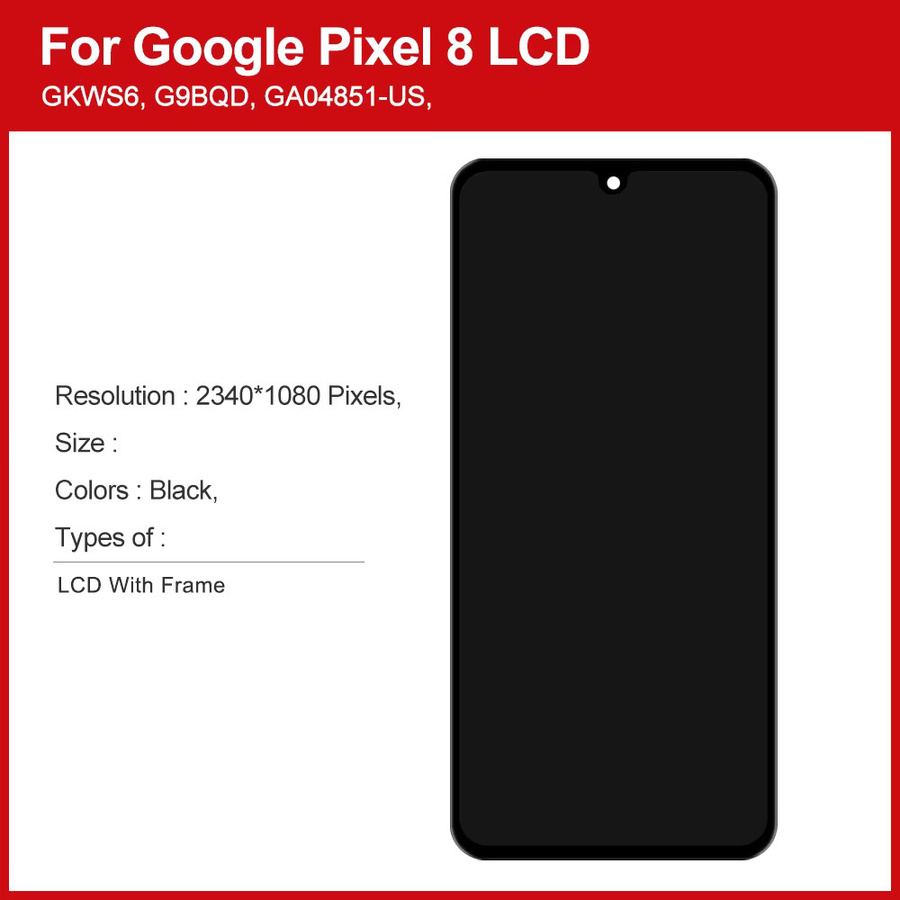 Google Pixel 8 AMOLED Display mit Touchscreen Digitizer Montage in Schwarz Ersatzteil für GKWS6 und G9BQD - Bild 2