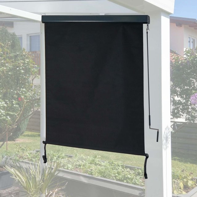 Vertikalmarkise MCW F42 Senkrechtmarkise als Sichtschutz Außenrollo in Schwarz, Höhe: 250 cm, Breite: 140 cm - Bild 1