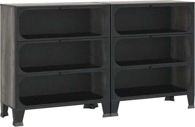 vidaXL Lagerschränke 2er Set Grau aus Metall und MDF mit Regalböden B/T/H: 72 x 36 x 82 cm - Bild 1
