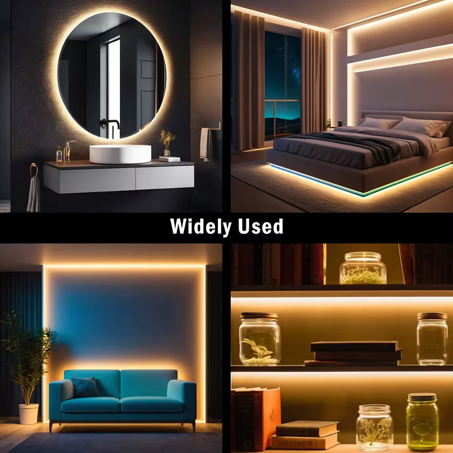 KISUFU COB-LED-Neonstreifen-Set mit Dimmer-Schalter und Stecker, wasserdicht, 288 LED, warmweiß, Silikon-Flexröhre - Bild 4