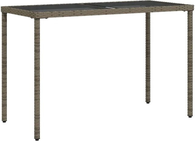 vidaXL Gartentisch aus PE-Rattan mit Hartglasplatte in Grau, B/T/H: 115 x 54 x 74 cm - Bild 1