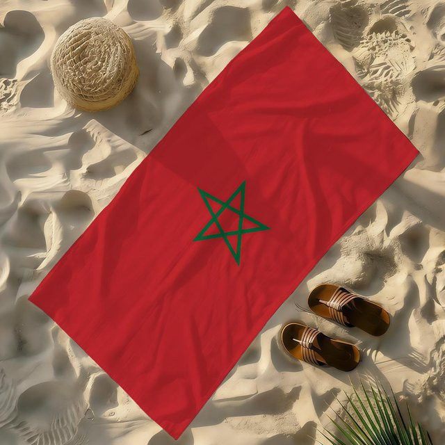 Strandtuch Flagge von Marokko von Creative Man, weiß, B: 100 cm, H: 200 cm - Bild 1
