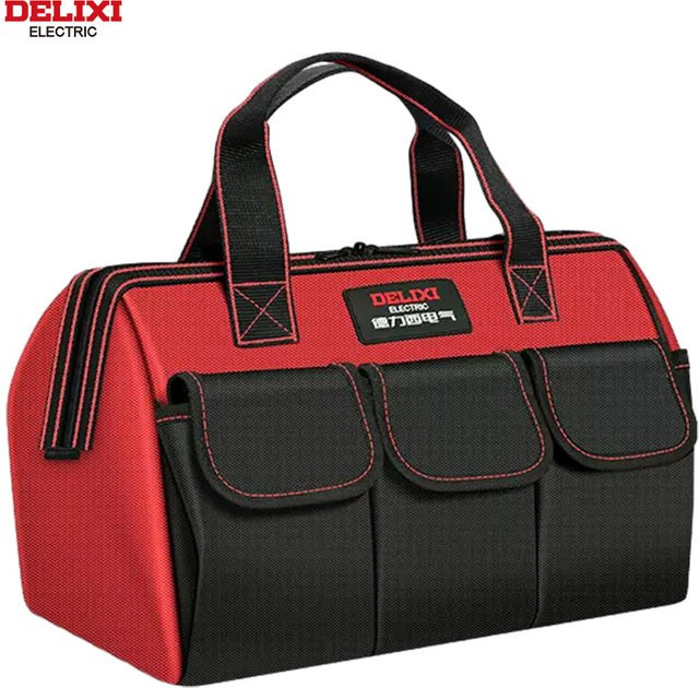 DELIXI Werkzeugtasche wasserdicht in Rot, multifunktionale Aufbewahrungstasche für Elektriker und Mechaniker, B/T/H: 31,0 x 21,0 x 17,0 cm - Bild 1