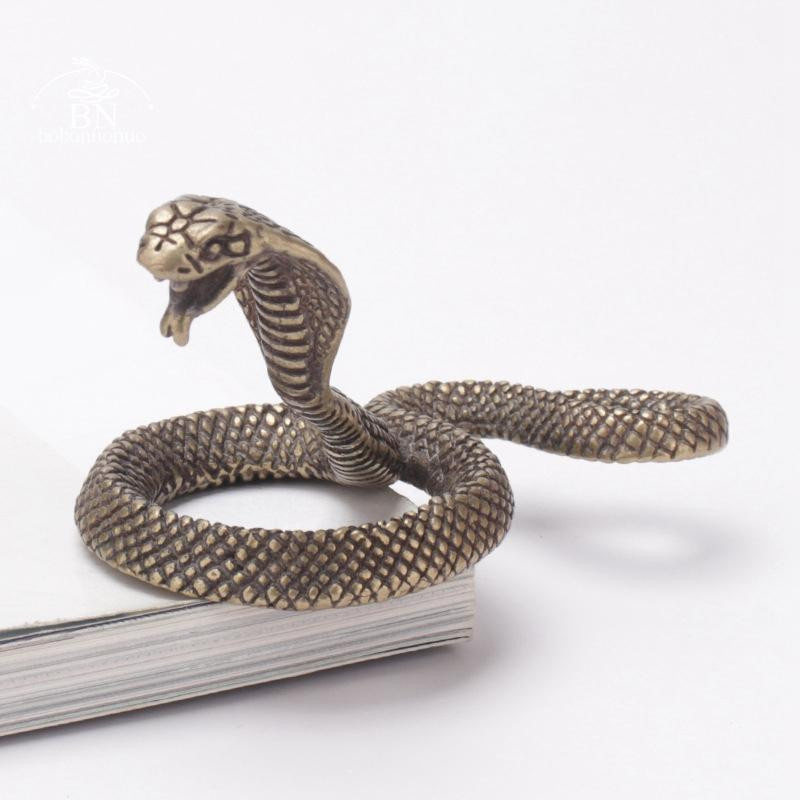 Yiran Furniture Antike Kobra-Schlange Statue aus Bronze und Kupfer in Japanischem Stil als Schreibtischdekoration - Bild 3