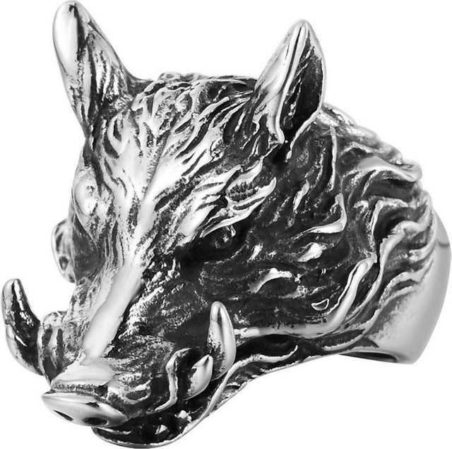 YIRAN Jewelry Wildschwein Ring, Edelstahl, Schwarz, Herren - Bild 1