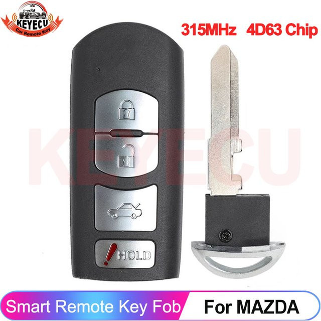 KEYECU Smart Key Fob Fernbedienung für Mazda 6 mit 4 Tasten, 315 MHz FSK, 4D63 Chip, Farbe: Schwarz - Bild 1