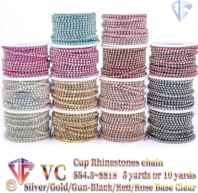 Strasskette, Silber/Gold Rot, Glas Strass - Bild 1
