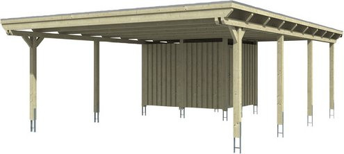 Skan Holz Carport Emsland aus Fichten-Leimholz mit Abstellraum in Weiß, Breite: 613 cm, Tiefe: 846 cm, Höhe: 248 cm - Bild 3