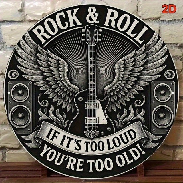 Vintage Metall-Blechschild CIFBUY Retro Rock and Roll Wanddekoration quadratisch B: 8,0 cm, H: 8,0 cm - Bild 1