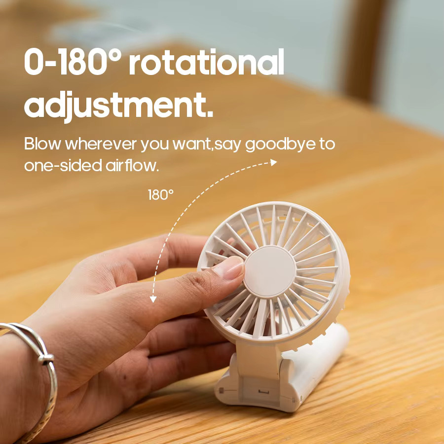 Kinscoter Tragbarer Mini-Handventilator in Weiß, faltbar und wiederaufladbar mit LED-Anzeige und 1800 mAh Akku, B/T/H: 15,7 x 7,4 x 7,4 cm - Bild 3