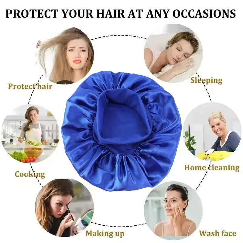 Satin Haarpflege-Bonnet, Unisex, mit breiter Krempe - Bild 3