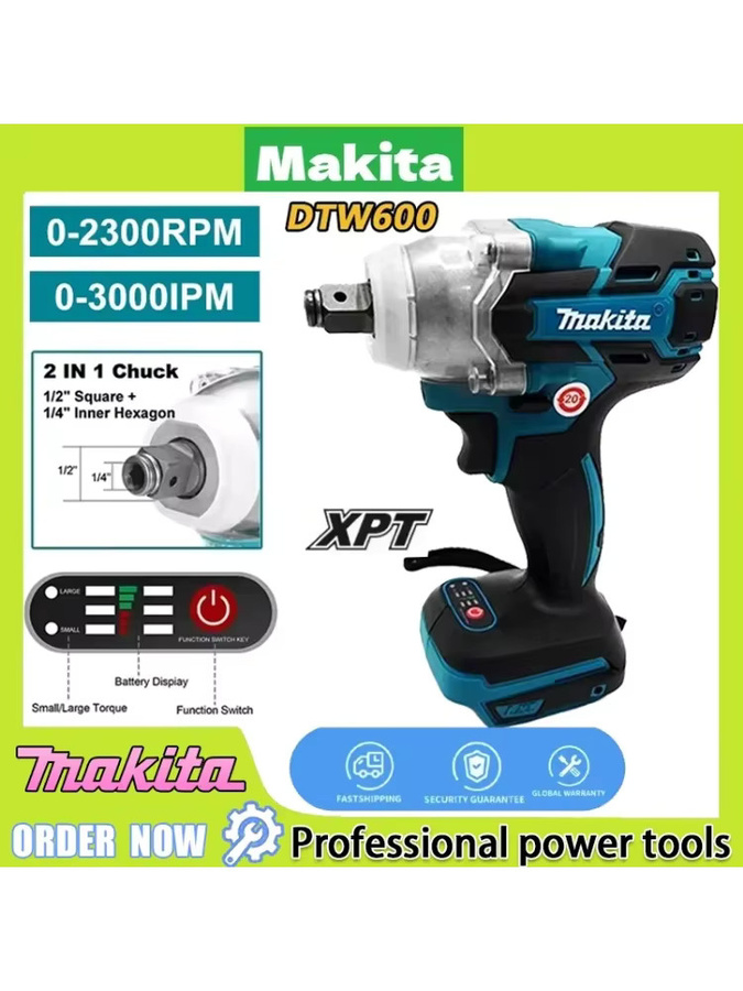 Makita DTW600 Bürstenloser Akku-Schlagschrauber kompatibel mit 18V LXT Akkus - Bild 6