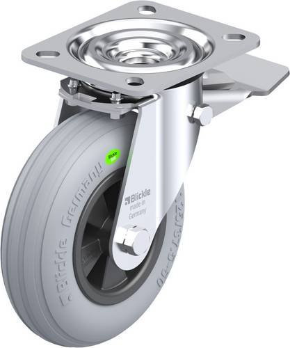 Blickle Lenkrolle L-VWPP 125G-ST-SG mit Feststeller, Rad-Durchmesser: 12,5 cm, Tragfähigkeit: 50 kg, Farbe: Grau/Schwarz/Silber - Bild 1
