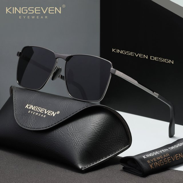 KINGSEVEN Sonnenbrille, rechteckig, Vollrand, Metall, Unisex, polarisiert - Bild 1