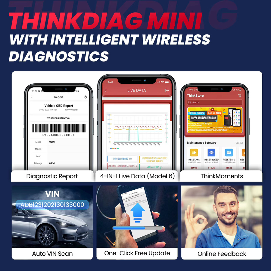 THINKCAR THINKDIAG MINI OBD2 Scanner Kfz-Diagnosegerät mit Vollsystemdiagnose und Codeleser - Bild 6