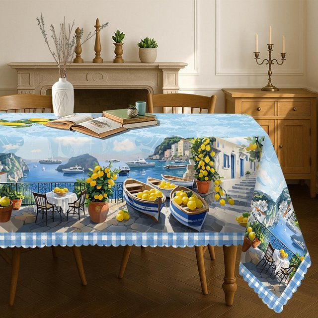 JMG Household Supplies Tischdecke mit Zitronen- und Meeresmotiv in Blau, B/B: 90 x 140 cm - Bild 1