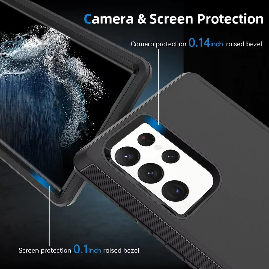 3in1 Rugged Armor Schutzhülle mit Clip für Samsung Galaxy Serie in Schwarz oder Blau - Bild 3