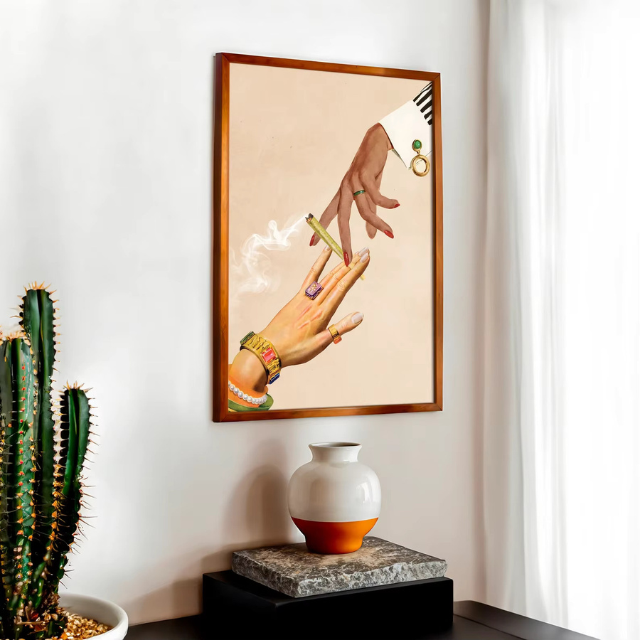 Trippy Weed Poster Abstract Collage Art Retro Wandposter Multicolour - Bild 1