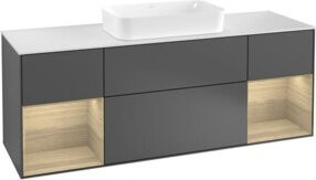 V&B Waschtischunterschrank Finion mit Wandbeleuchtung, Farbe: Weiß, Eiche und Anthrazit, Breite: 160 cm, Tiefe: 50,1 cm, Höhe: 50,1 cm - Bild 1