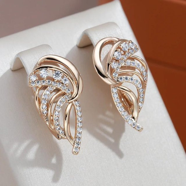 Bamos Ohrringe, Messing, Gold, Zirkonia, Damen - Bild 1