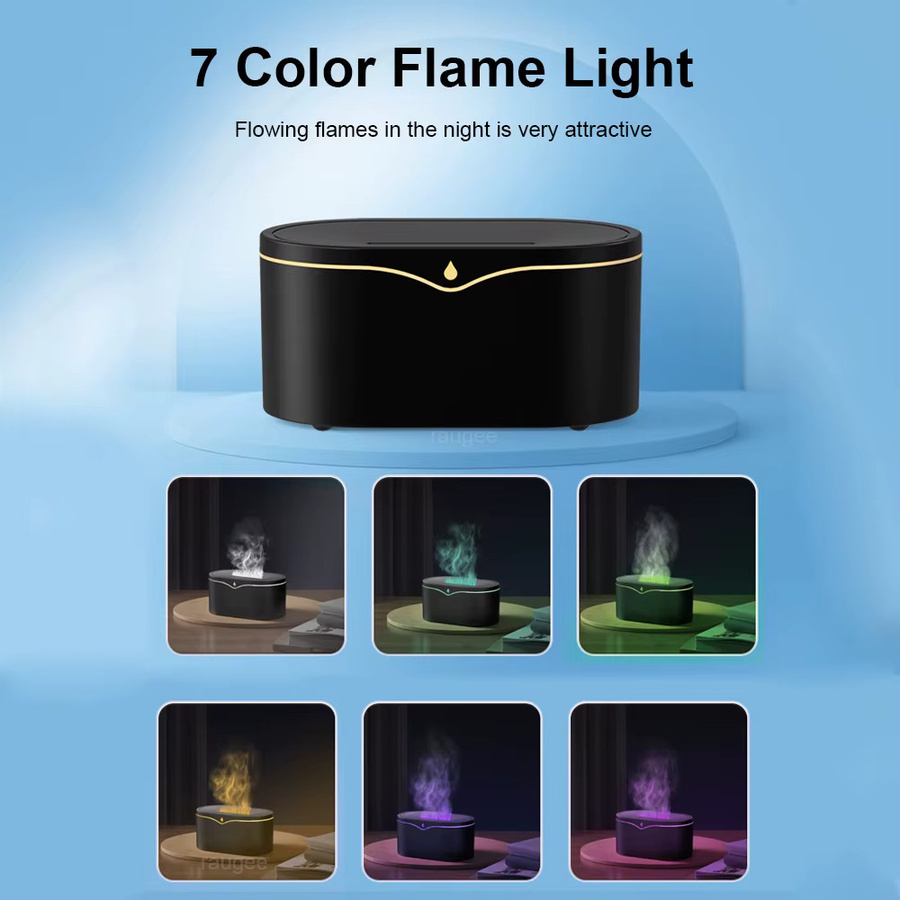 Cooskr Flammenbefeuchter und Aroma-Diffusor mit LED-Licht in Schwarz - Bild 3