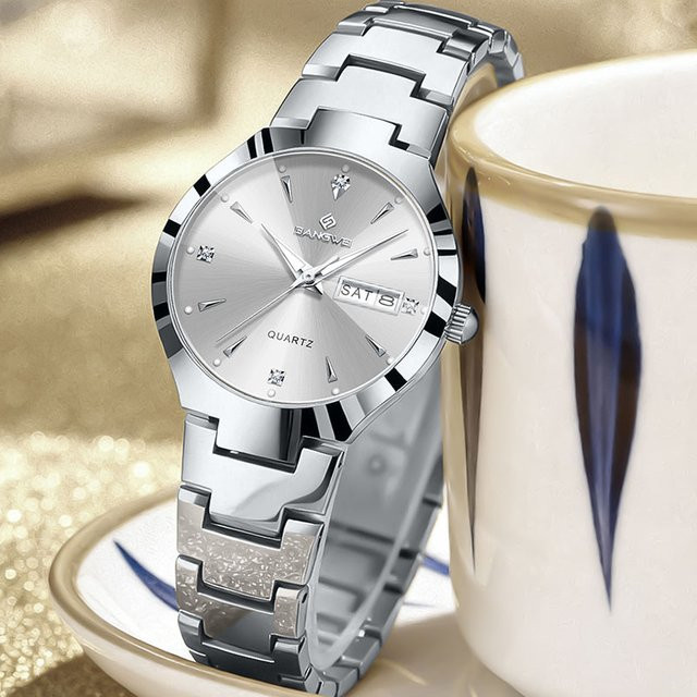 BANGWEI Armbanduhr, Diamantbesetzt, Edelstahl, Quarz, Silber, Damen - Bild 1