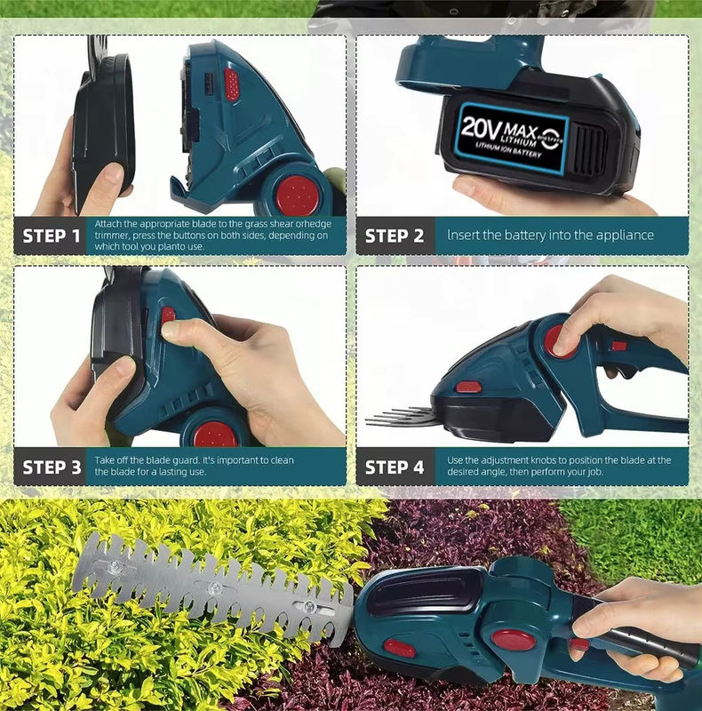 ONEKFYFD 2in1 Elektrische Heckenschere Akku Gartenwerkzeug für Makita 18V Batterie zum Jäten und Beschneiden von Sträuchern - Bild 6