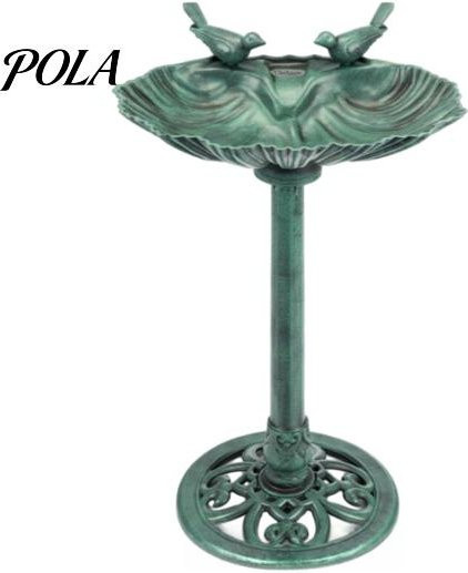 Wetterbeständige Vogeltränke auf Sockel von Pavo in Bronze und Grün mit floralen Akzenten im Vintage-Design - Bild 1