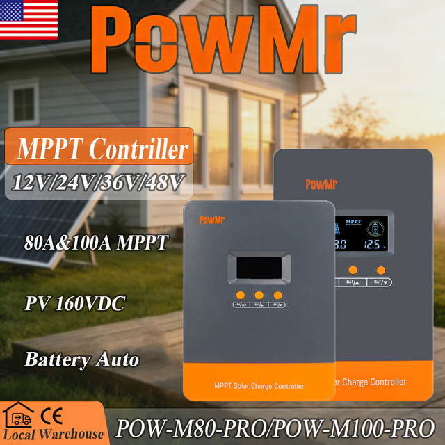 PowMr MPPT Solarladeregler 80A/100A für 12V 24V 36V 48V Systeme mit 99,9% Tracking-Effizienz und Unterstützung für PV-Module bis 160V für Blei-Säure- und LiFePO4-Batterien - Bild 1