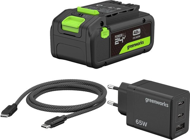 Greenworks Akku-Starter-Set K2S4BEAA1 Schwarz-Grün 24 V 4 Ah mit Li-Ion-Akkupack - Bild 1