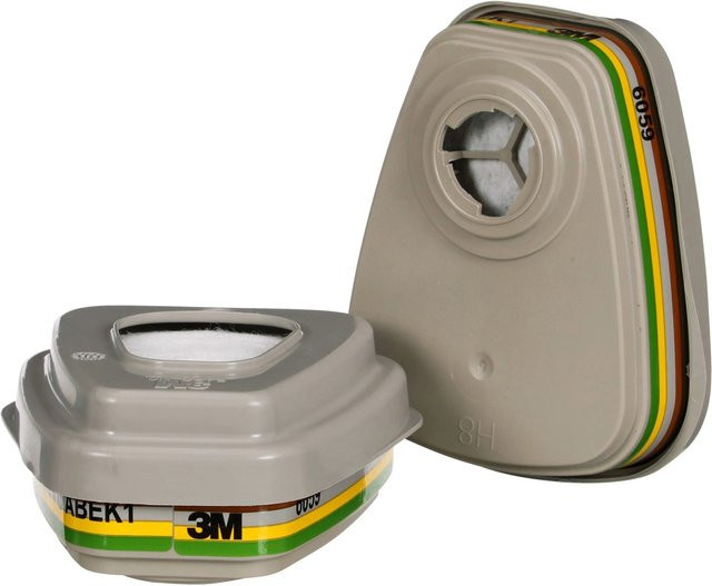 3M Pestizid-Filterkit 6004BC1 ABEK1P3 mit Filtern und Halterungen in Weiß und Grau - Bild 1