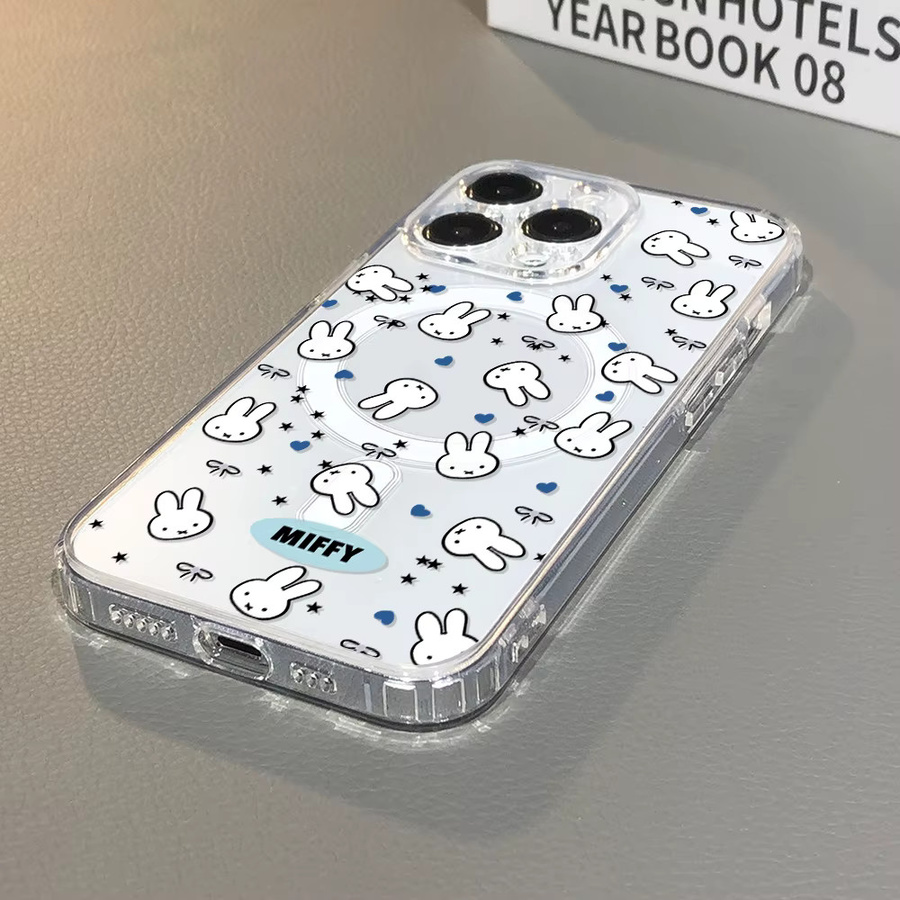 White Rabbit Miffy MagSafe magnetische Handyhülle für Samsung Galaxy S26 S25 S24 S23 S22 S21 S20 Ultra Plus 5G FE Cover, Transparent - Bild 2