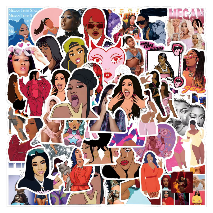 Bandai Megan Thee Stallion Dekorative Schreibwaren-Aufkleber, 55-teiliges Set, multicolour - Bild 5