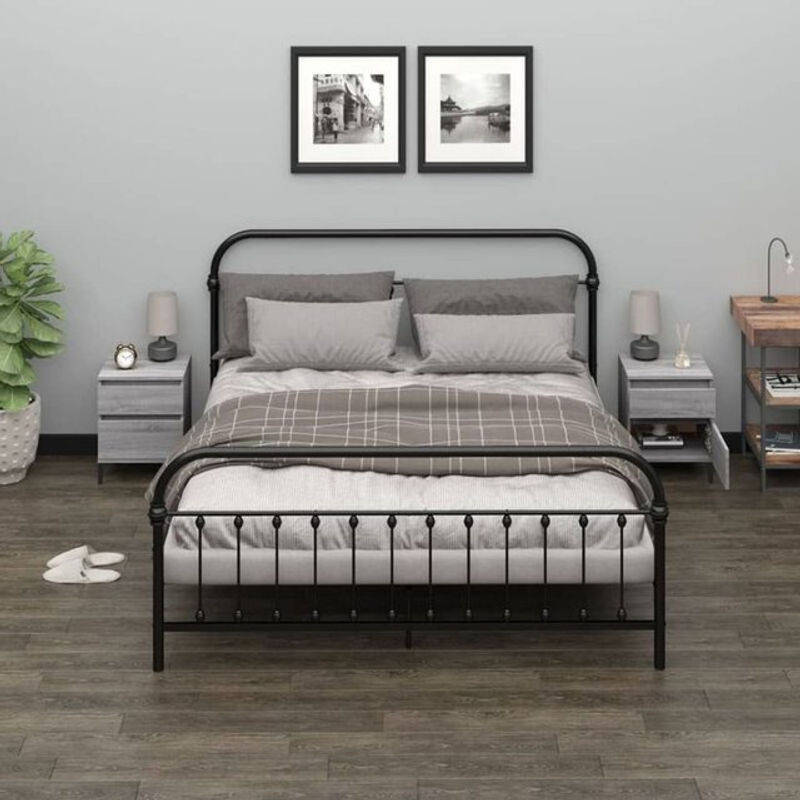 Vidaxl Set aus 2 Nachttischen in Grau, Modernes Design aus Holzwerkstoff und Metall, B/T/H: 40 x 35 x 50 cm - Bild 1