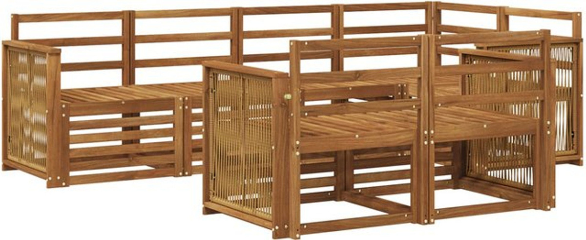 vidaXL Ecksofa Set 6-teilig aus Massivholz Akazie in Natur, modern und wendbar - Bild 1