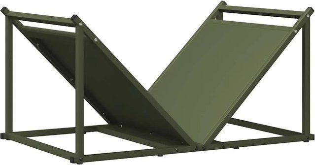 vidaXL Brennholzregal aus kaltgewalztem Stahl in Olivgrün, B/T/H: 70 x 43 x 34,5 cm - Bild 1